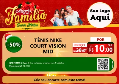 Modelo de Cartaz para Cartaz A4 Horizontal com o tema Alegria em Família Super Ofertas - Natal para Calçados