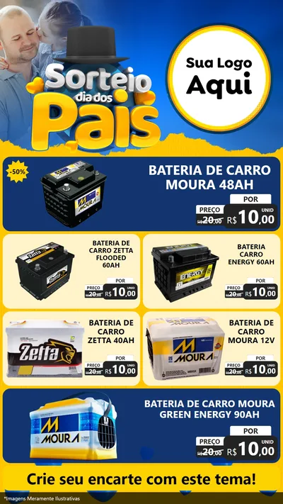 Modelo de TV para TV Vertical com o tema Sorteio Dia Dos Pais para Baterias Elétricas