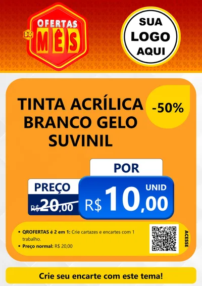 Modelo de Cartaz para Cartaz A4 Vertical com o tema Ofertas do Mês para Tintas e Ferramentas