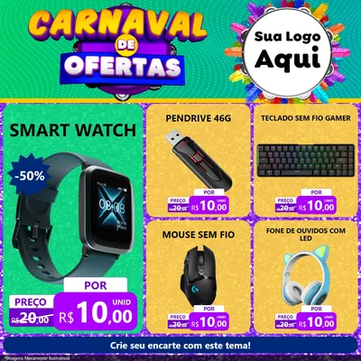 Modelo de Rede Social para Feed Facebook com o tema Carnaval de Ofertas para Informática