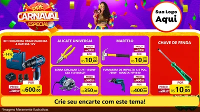 Modelo de TV para TV Horizontal com o tema Pré-Carnaval Especial para Maquinas e Ferramentas