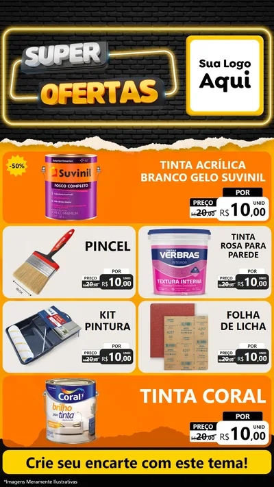 Modelo de TV para TV Vertical com o tema Super Ofertas para Tintas e Ferramentas