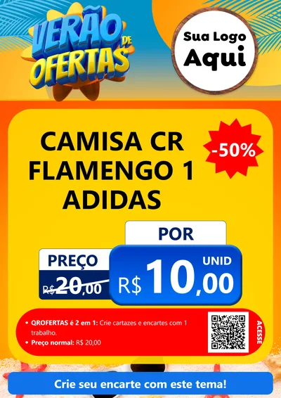 Modelo de Cartaz para Cartaz A4 Vertical com o tema Verão de Ofertas para Roupas e acessórios