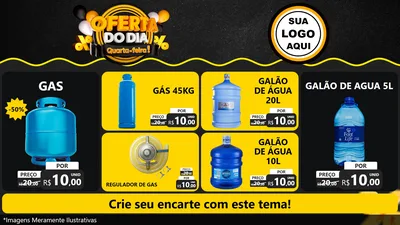 Modelo de TV para TV Horizontal com o tema Oferta do Dia - Quarta Feira! para Água e gás