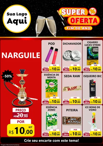 Modelo de Encarte para Encarte A4 Vertical com o tema Super Oferta Fim de Ano para Tabacaria