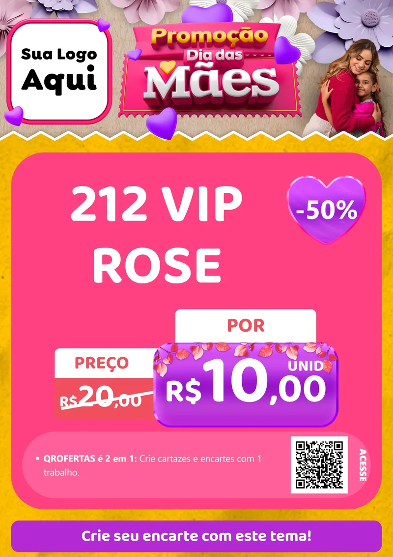 Modelo de Cartaz para Cartaz A4 Vertical com o tema Promoção Dia das Mães para Perfumes