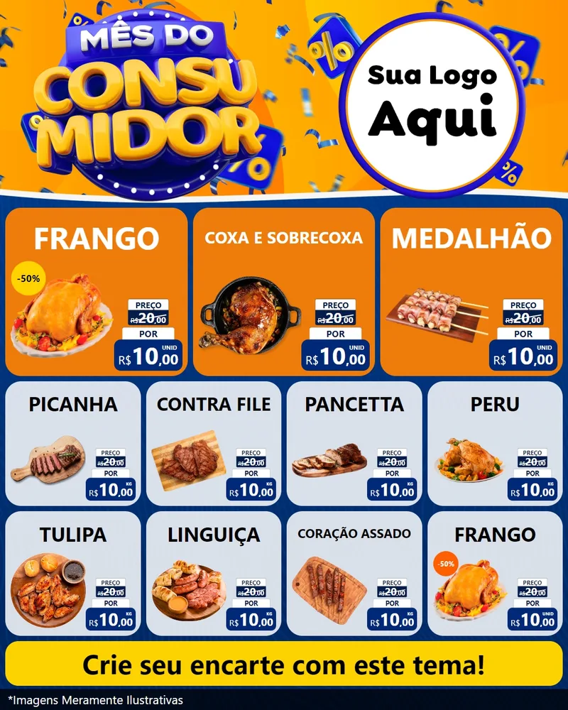 Modelo de Rede Social para Feed Instagram com o tema Mês do Consumidor para Assados