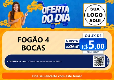 Modelo de Cartaz para Cartaz A4 Horizontal com o tema Oferta do Dia para Móveis e Eletro