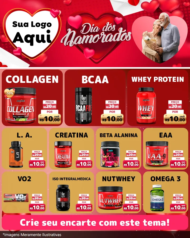 Modelo de Rede Social para Feed Instagram com o tema Dia Dos Namorados para Suplementos alimentares