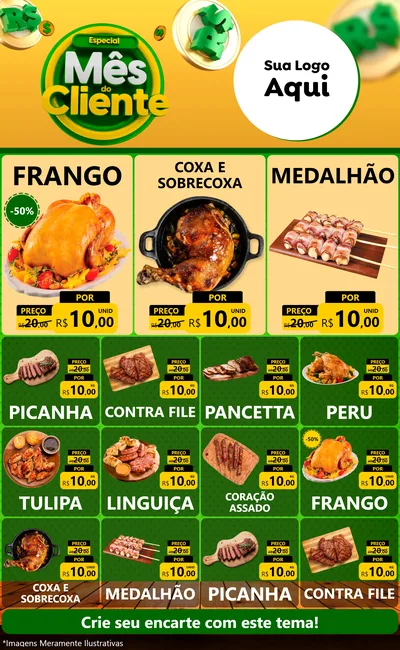Modelo de Encarte para Encarte Grande com o tema Especial Mês do Cliente para Assados