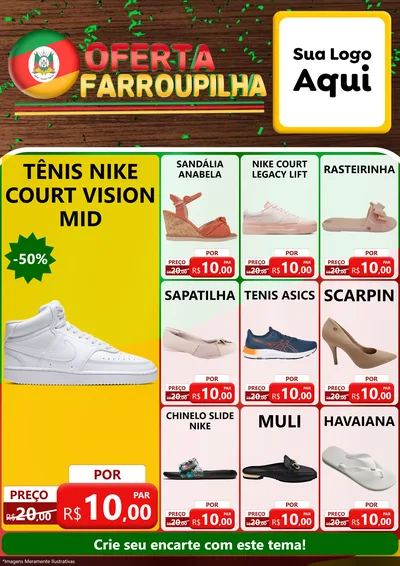 Modelo de Encarte para Encarte A4 Vertical com o tema Oferta Farroupilha para Calçados