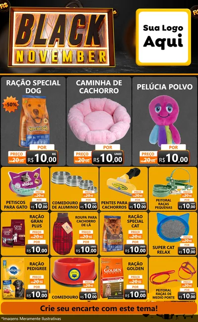 Modelo de Encarte para Encarte Grande com o tema Black November para Pet Shop