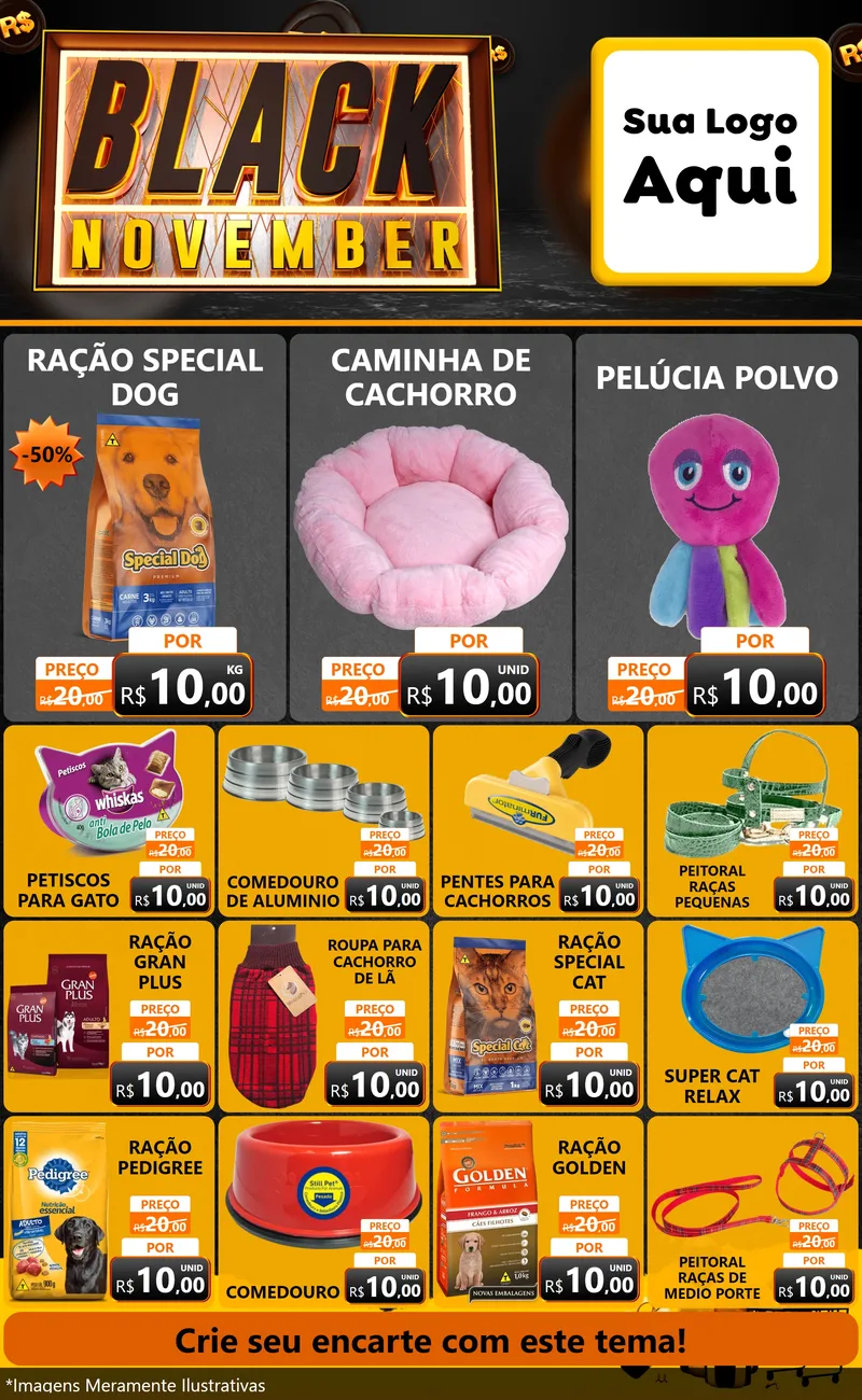 Modelo de Encarte para Encarte Grande com o tema Black November para Pet Shop