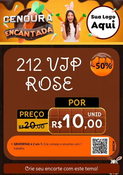 Modelo de Cartaz para Cartaz A4 Vertical com o tema Cenoura Encantada - Páscoa para Perfumes