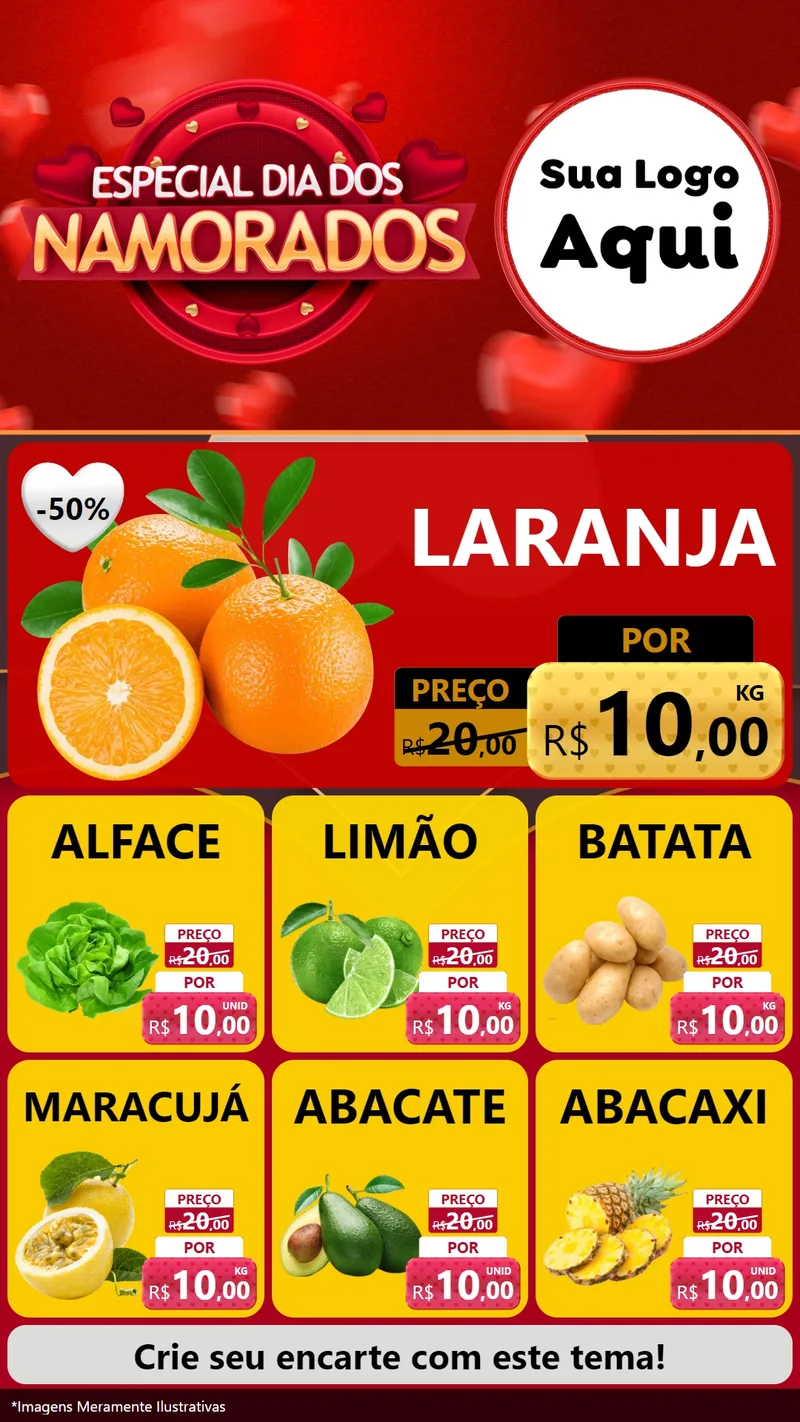 Modelo de Rede Social para Stories com o tema Especial Dia Dos Namorados para Hortifrúti