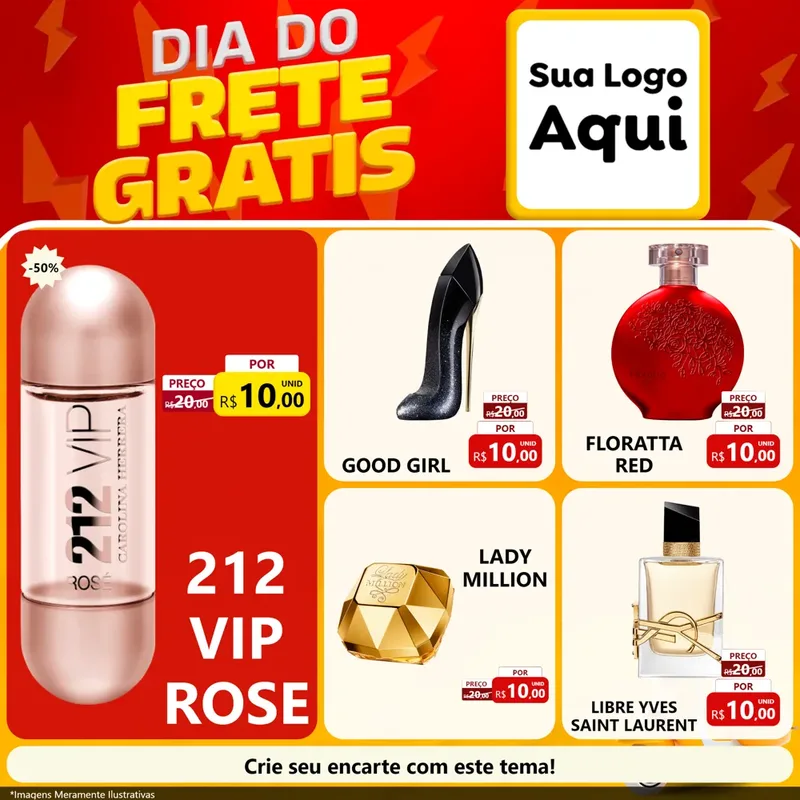 Modelo de Rede Social para Feed Facebook com o tema Dia do Frete Grátis para Perfumes
