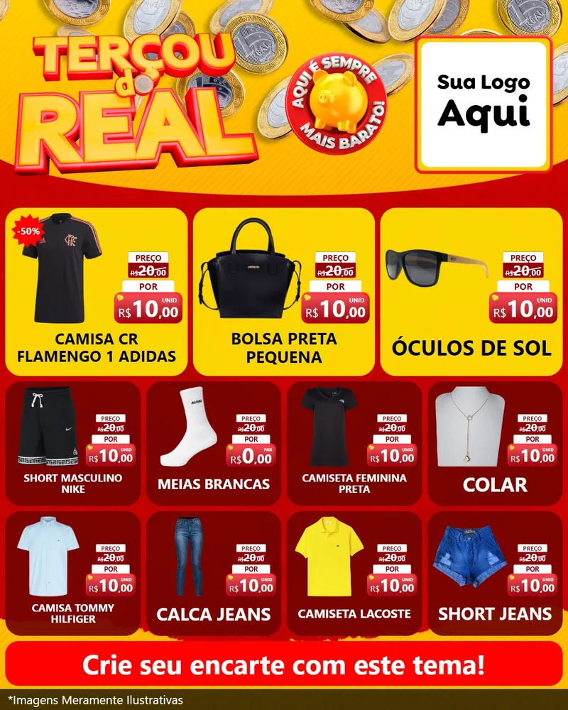 Modelo de Rede Social para Feed Instagram com o tema Terçou do Real para Roupas e acessórios