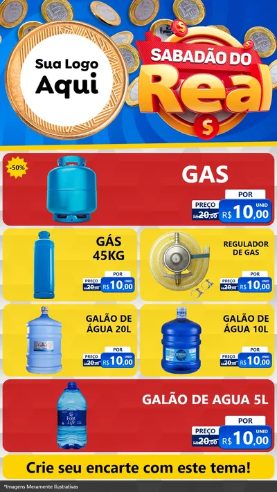 Modelo de TV para TV Vertical com o tema Sabadão do Real para Água e gás
