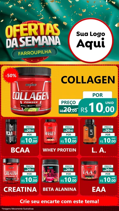 Modelo de Rede Social para Stories com o tema Ofertas da Semana Farroupilha para Suplementos alimentares