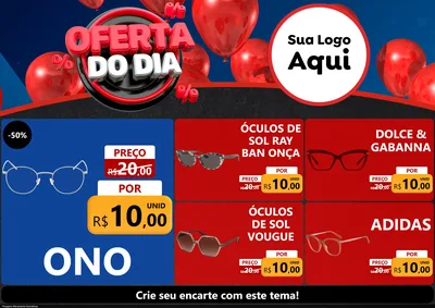 Modelo de Encarte para Encarte A4 Horizontal com o tema Oferta do Dia para Óticas