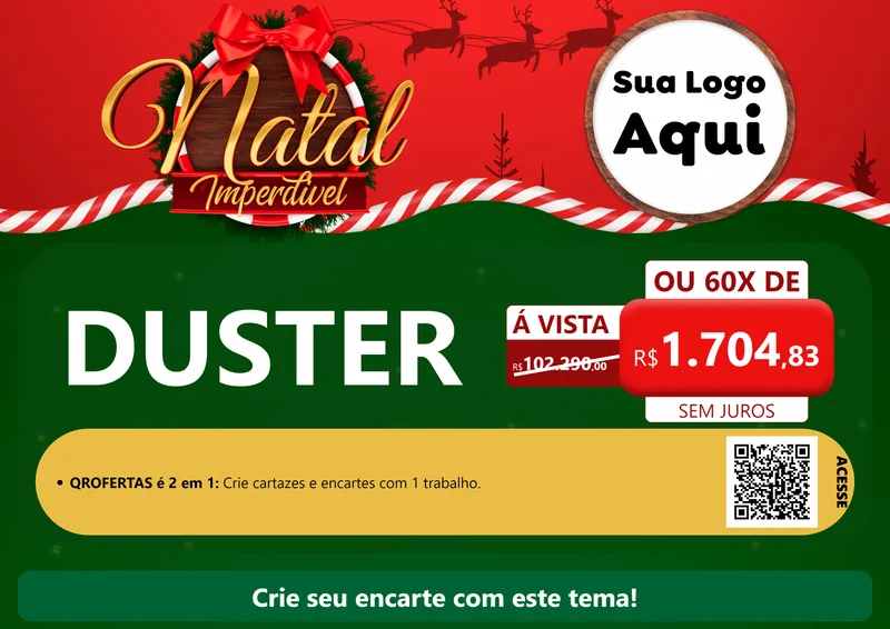Modelo de Cartaz para Cartaz A4 Horizontal com o tema Natal Imperdível para Concessionaria de Carros
