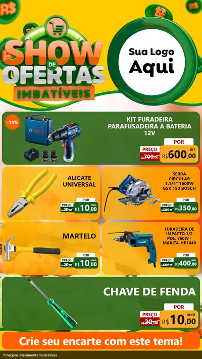 Modelo de TV para TV Vertical com o tema Show de Ofertas Imbatíveis para Maquinas e Ferramentas