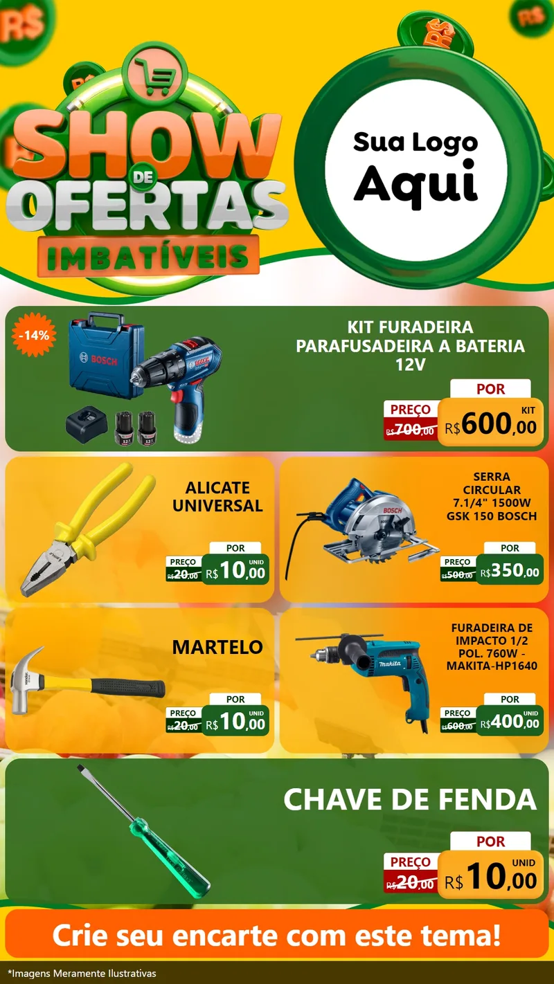 Modelo de TV para TV Vertical com o tema Show de Ofertas Imbatíveis para Maquinas e Ferramentas
