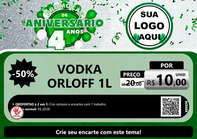 Modelo de Cartaz para Cartaz A4 Horizontal com o tema Promoção de Aniversário - 4 Anos para Distribuidora de bebidas