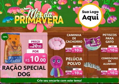 Modelo de Encarte para Encarte A4 Horizontal com o tema Mês da Primavera para Pet Shop