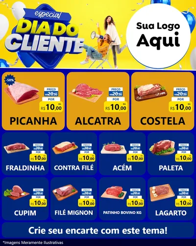 Modelo de Rede Social para Feed Instagram com o tema Especial Dia do Cliente para Açougue