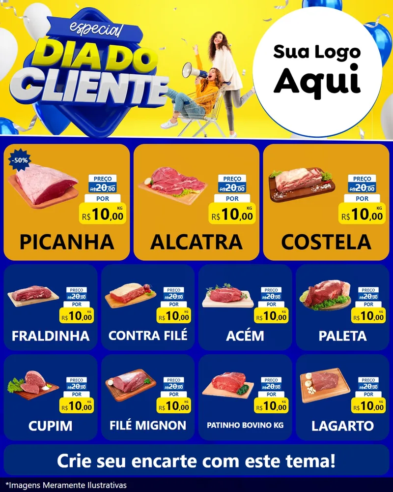 Modelo de Rede Social para Feed Instagram com o tema Especial Dia do Cliente para Açougue