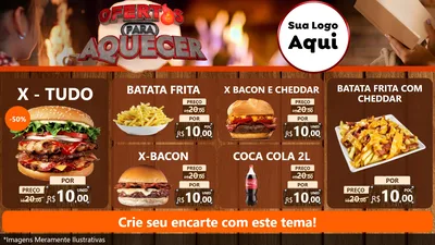 Modelo de TV para TV Horizontal com o tema Ofertas Para Aquecer para Hamburgueria