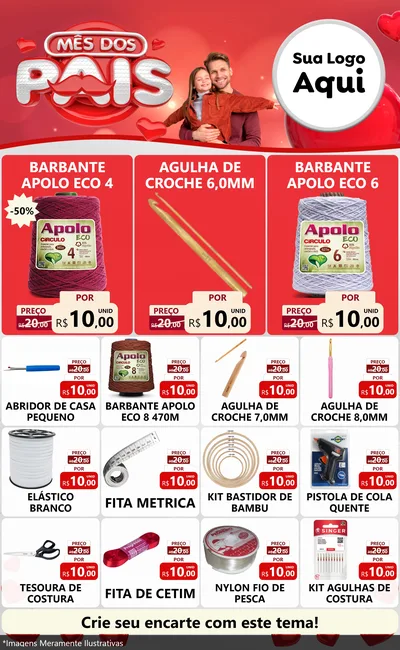 Modelo de Encarte para Encarte Grande com o tema Mês dos Pais para Armarinho e Aviamentos