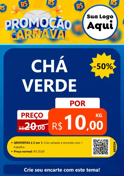 Modelo de Cartaz para Cartaz A4 Vertical com o tema Promoção de Carnaval para Produtos Naturais