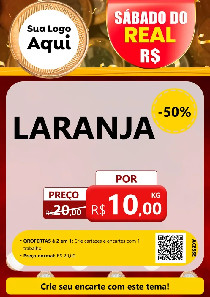 Modelo de Cartaz para Cartaz A4 Vertical com o tema Sábado do Real para Hortifrúti