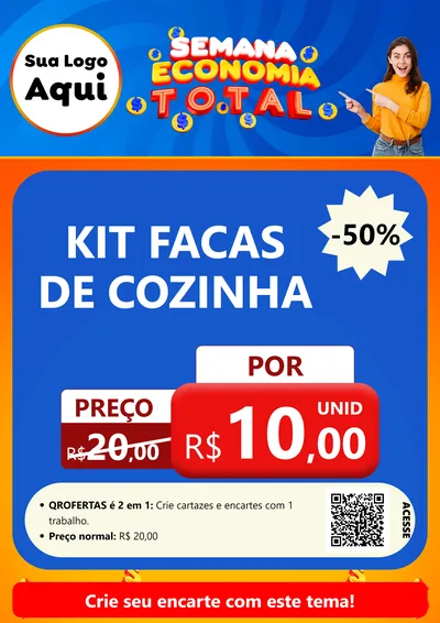 Modelo de Cartaz para Cartaz A4 Vertical com o tema Semana Economia Total para Utilidades Domésticas