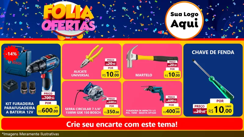 Modelo de TV para TV Horizontal com o tema Folia de Ofertas para Maquinas e Ferramentas