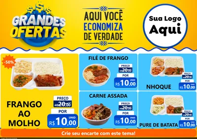 Modelo de Encarte para Encarte A4 Horizontal com o tema Grandes Ofertas para Restaurante