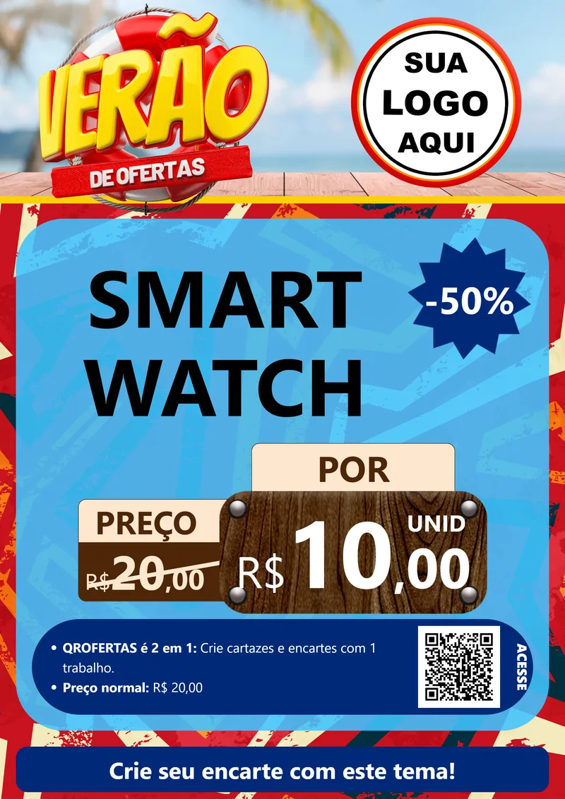 Modelo de Cartaz para Cartaz A4 Vertical com o tema Verão de Ofertas para Informática
