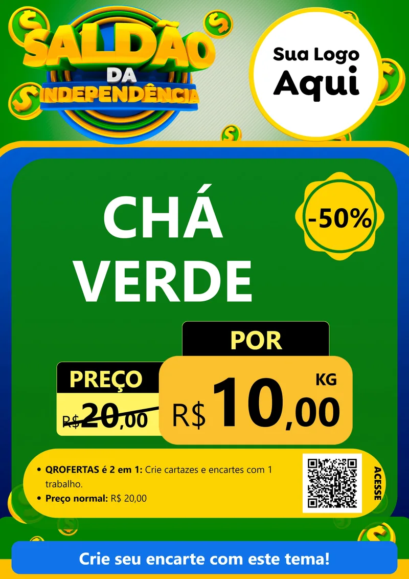 Modelo de Cartaz para Cartaz A4 Vertical com o tema Saldão da Indepêndencia para Produtos Naturais