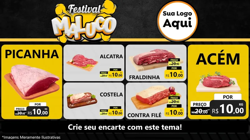 Modelo de TV para TV Horizontal com o tema Festival Maluco para Açougue