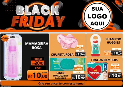 Modelo de Encarte para Encarte A4 Horizontal com o tema Black Friday para Bebês
