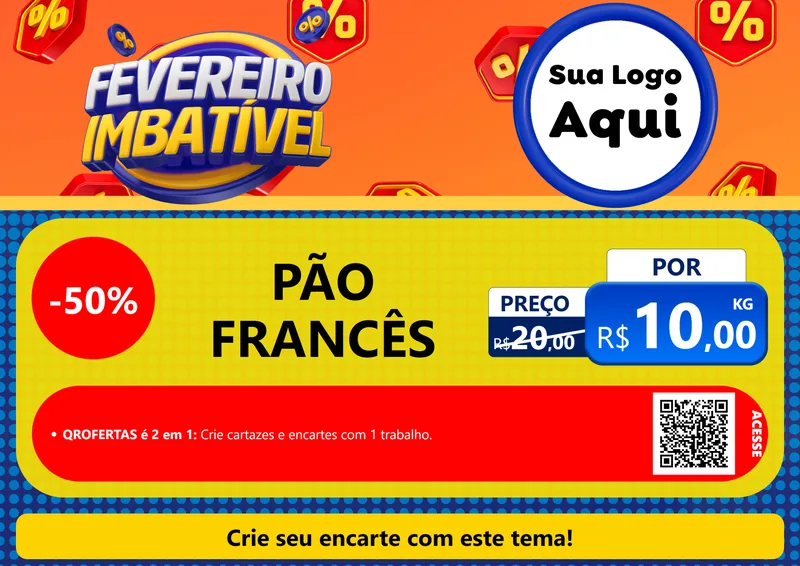 Modelo de Cartaz para Cartaz A4 Horizontal com o tema Fevereiro Imbatível para Padaria