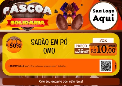 Modelo de Cartaz para Cartaz A4 Horizontal com o tema Páscoa Solidária para Produtos de Limpeza