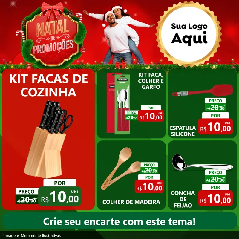 Modelo de Rede Social para Feed Facebook com o tema Natal de Promoções para Utilidades Domésticas