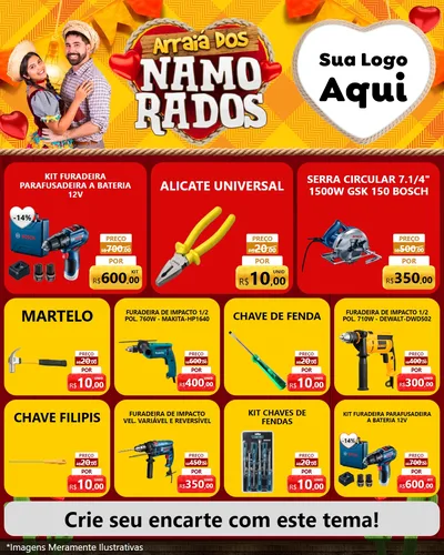 Modelo de Rede Social para Feed Instagram com o tema Arraiá dos Namorados para Maquinas e Ferramentas