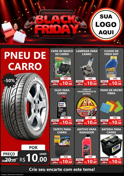 Modelo de Encarte para Encarte A4 Vertical com o tema Black Friday para Auto peças