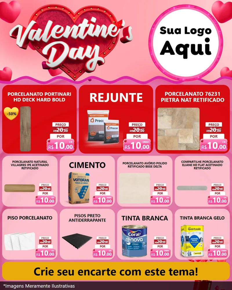 Modelo de Rede Social para Feed Instagram com o tema Valentine's Day para Pisos e revestimentos