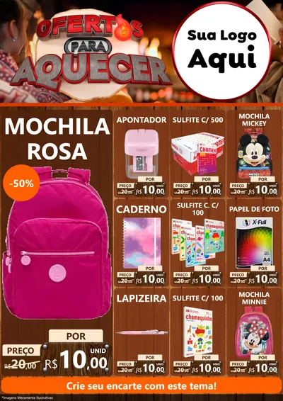 Modelo de Encarte para Encarte A4 Vertical com o tema Ofertas Para Aquecer para Papelaria