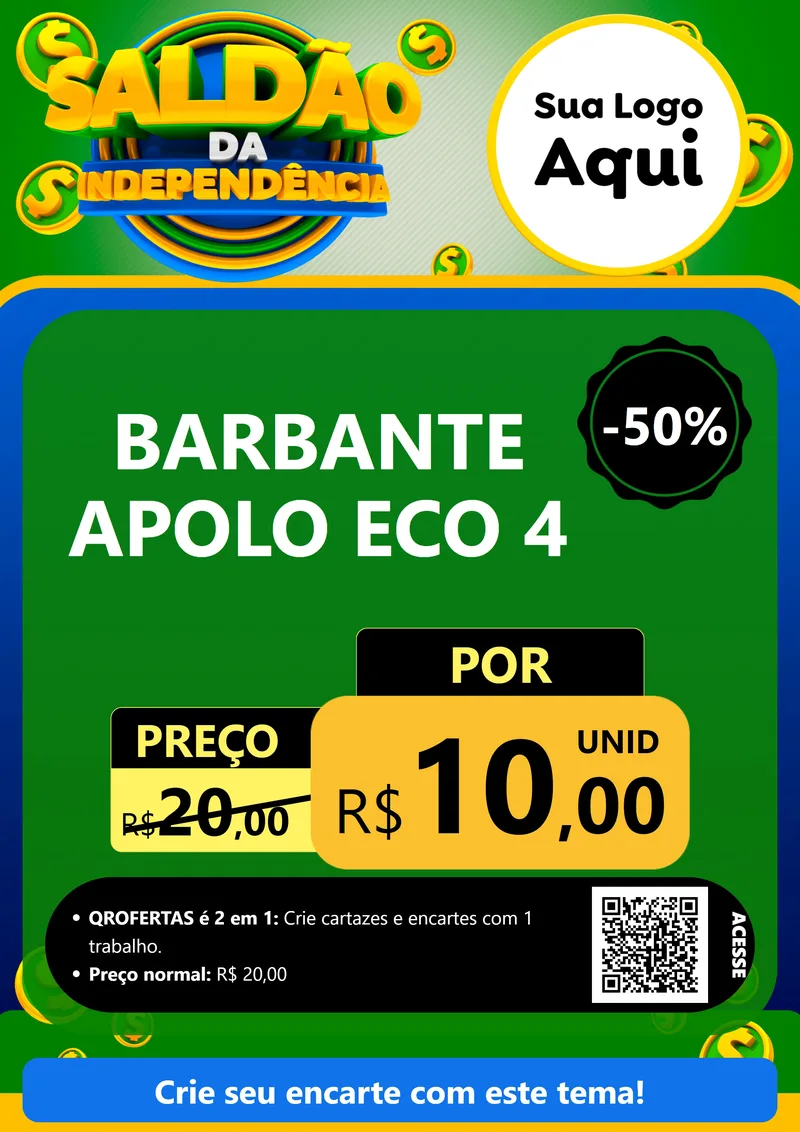 Modelo de Cartaz para Cartaz A4 Vertical com o tema Saldão da Indepêndencia para Armarinho e Aviamentos